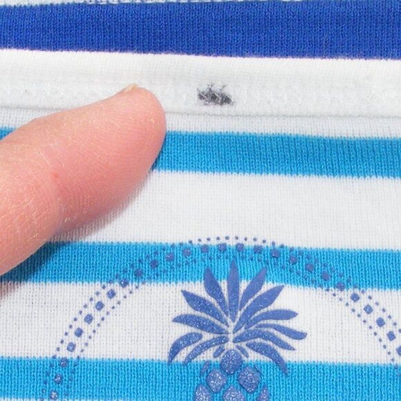 TOMMY BAHAMA Top/Tee, XXS, Striped, 3/4 sleeves, Tonal Blue/White, Cotton - Picture 6 of 7